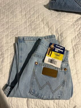 Wrangler Light Blue Cowboy Cut Jeans with Leather Patch